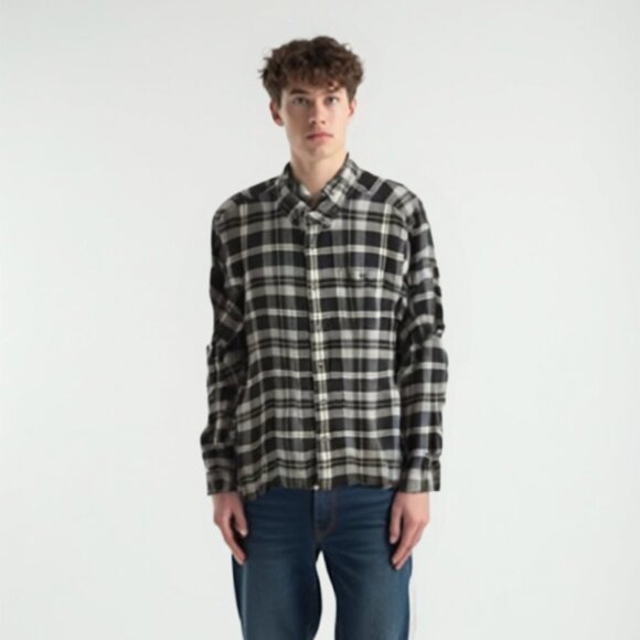 ❤️ Eddie Bauer Men's Black and Gray Plaid Shirt XL - Picture 1 of 10